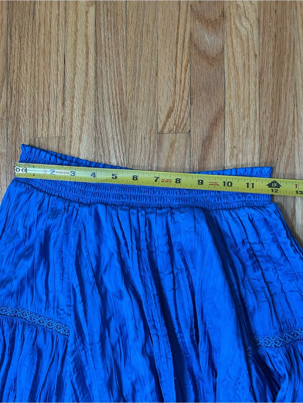 Maje Satin Effect Pleated Blue Midi Skirt